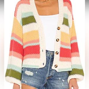 SHOW ME YOUR MUMU Good Karma cardigan in sundown ombré knit